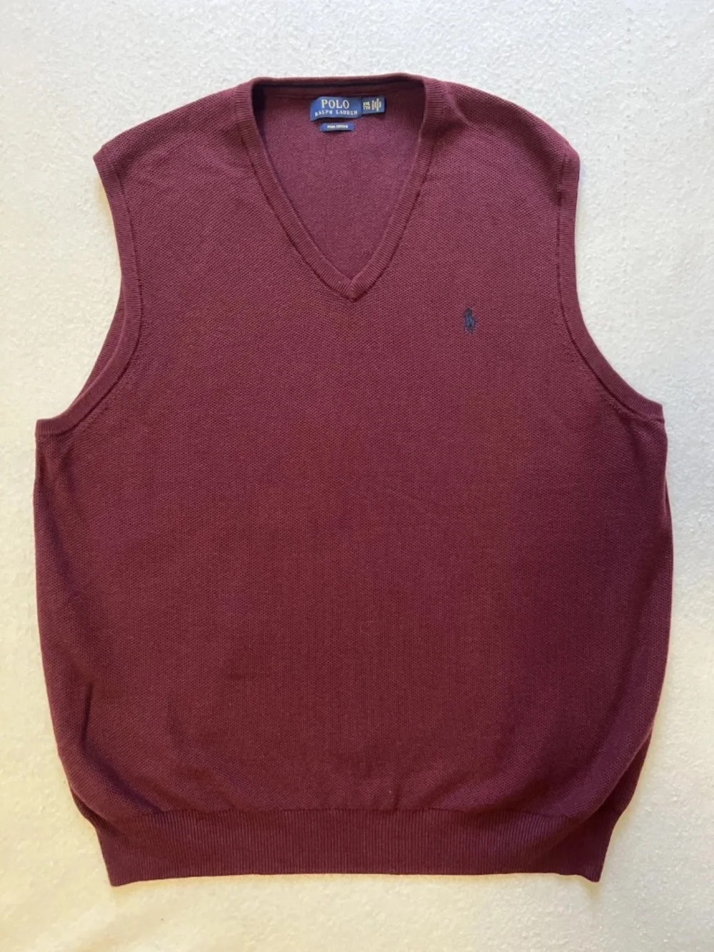 VTG Polo Ralph Lauren V-neck Sweater Vest mens Size XXL Burgundy Preppy